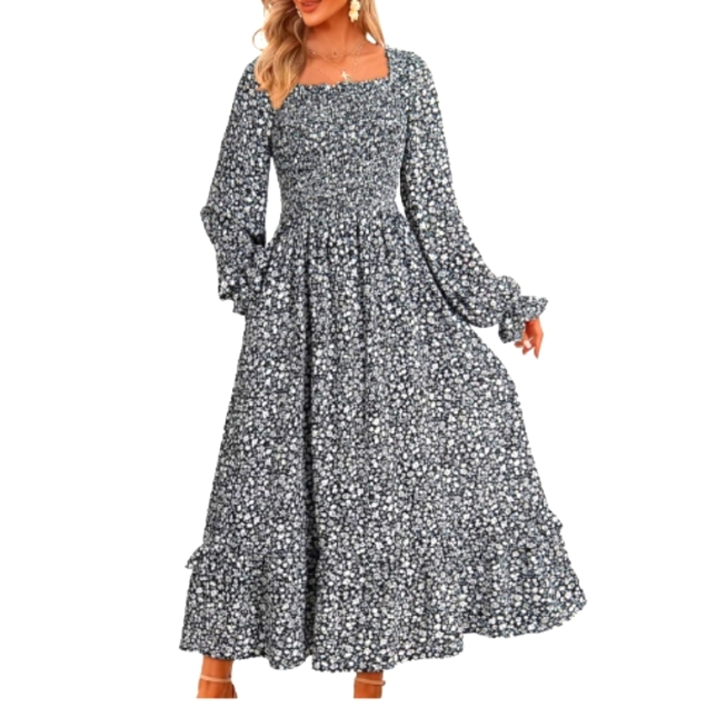 Dokotoo,Floral Long Sleeve Maxi Dress